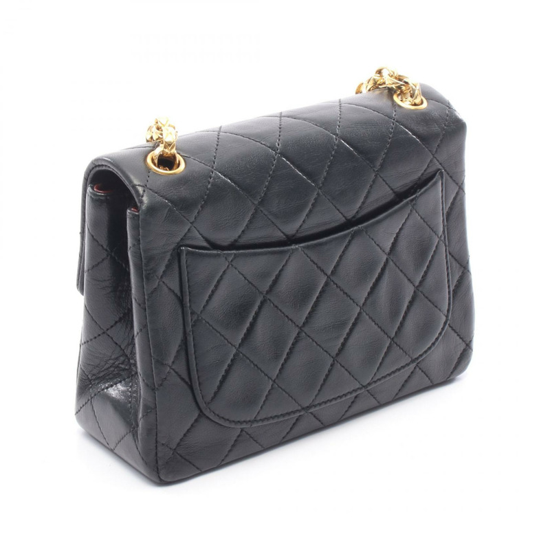 香奈兒迷你絎縫鏈條斜挎包，羊皮材質，黑色，二手，金色五金，COCO-1