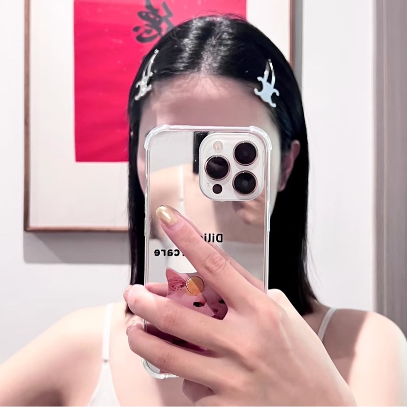 Celine 金屬銀色髮夾/單支 髮飾 光澤細閃時髦-4