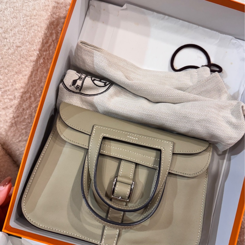 HERMES 真品 Halzan 迷你 Swift牛皮 鼠尾草綠Z刻-0