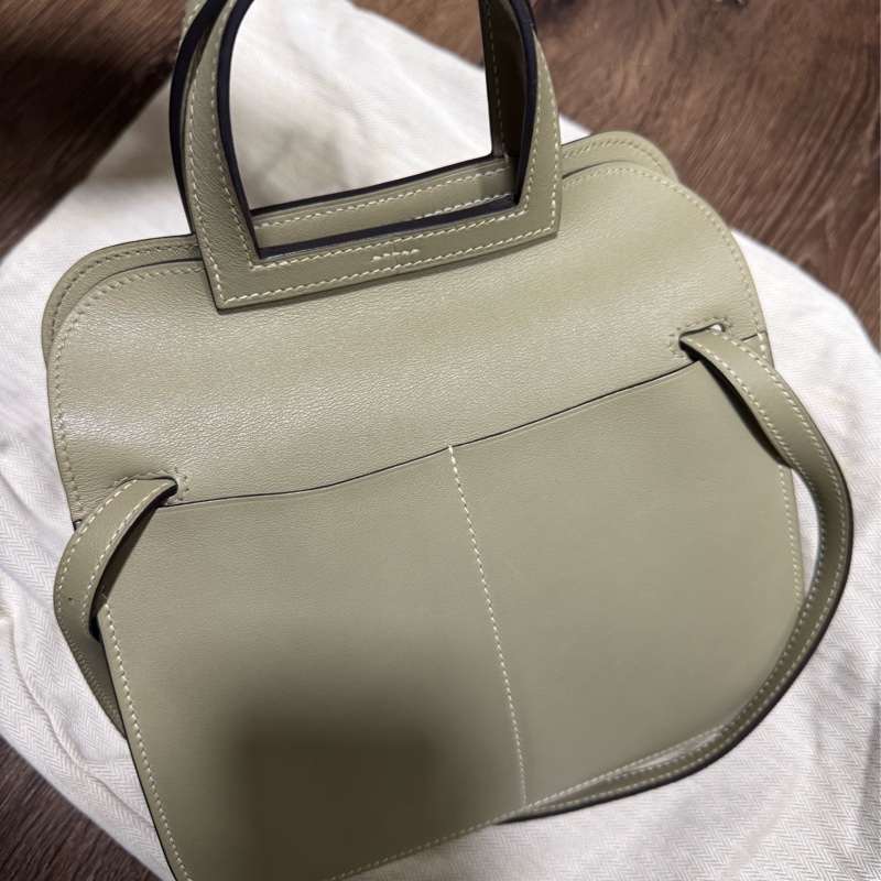 HERMES 真品 Halzan 迷你 Swift牛皮 鼠尾草綠Z刻-5