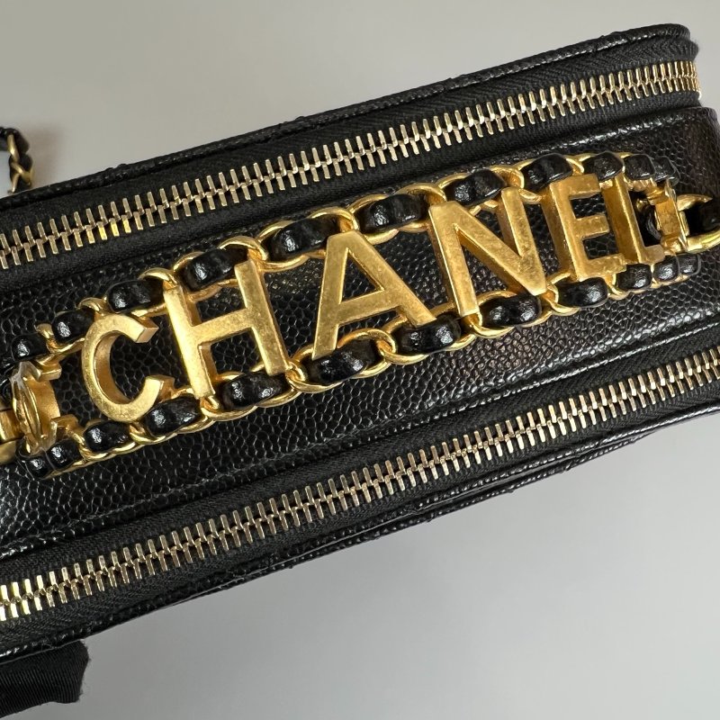 CHANEL 化妝盒提把荔枝黑 AS3222/晶片款-9