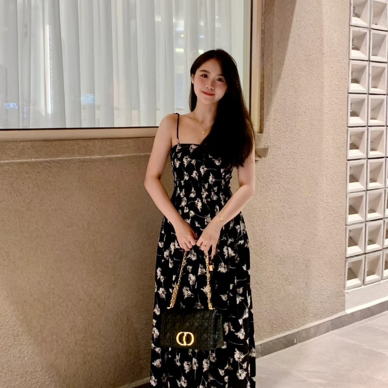 DIOR Caro藤格紋斜背包 - 中號黑金-15