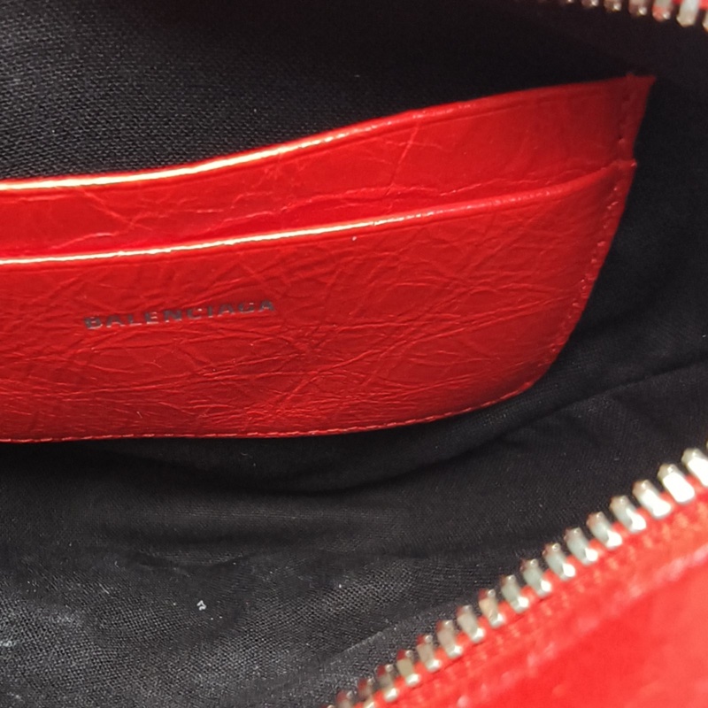 BALENCIAGA 紅色羊皮銀扣LeCagole愛心鏈條包肩背包-4