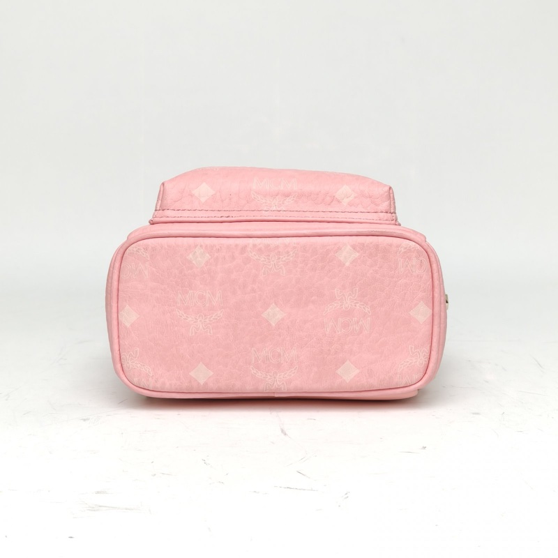 MCM 側邊鉚釘雙肩包超MINI粉色人造革-3