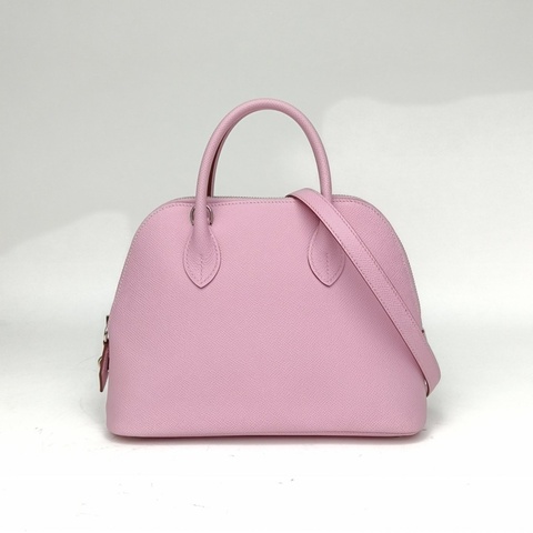 HERMES Bolide保齡球包25錦葵紫Epsom皮B刻銀扣肩背包