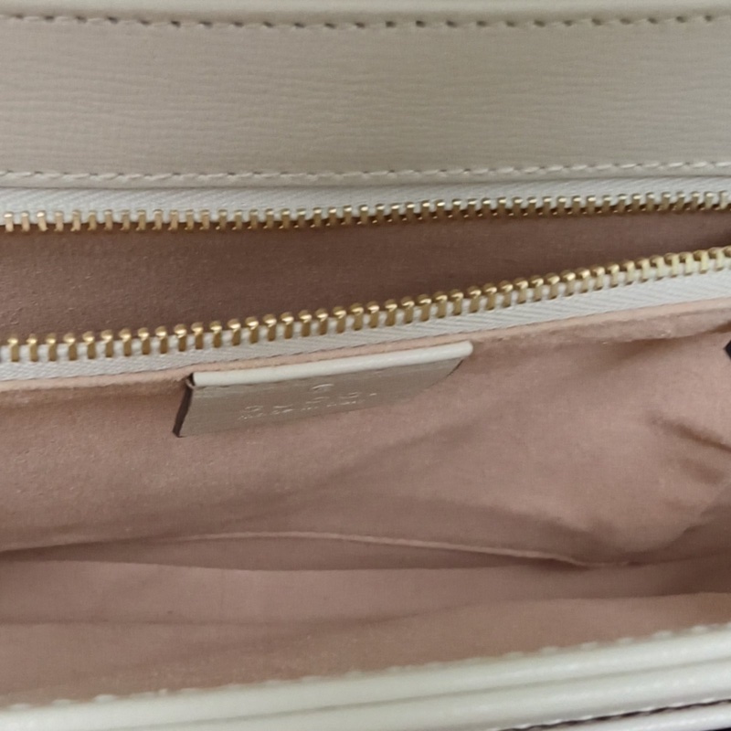 GUCCI Horsebit馬銜扣1955馬鞍包小號25白色牛皮金扣肩背包-5