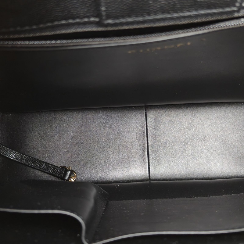 CHANEL 黑色荔枝牛皮晶片開淺金扣新款GSTtote包購物袋肩背包-5