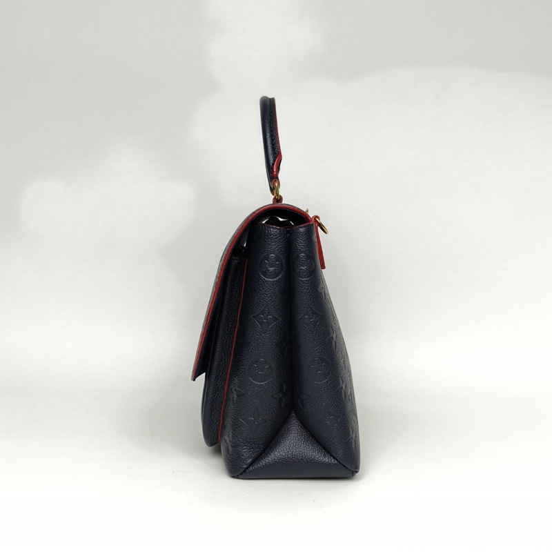 LOUIS VUITTON 藍色牛皮金扣2018老花MARIGNAN手提郵差包肩背包-1