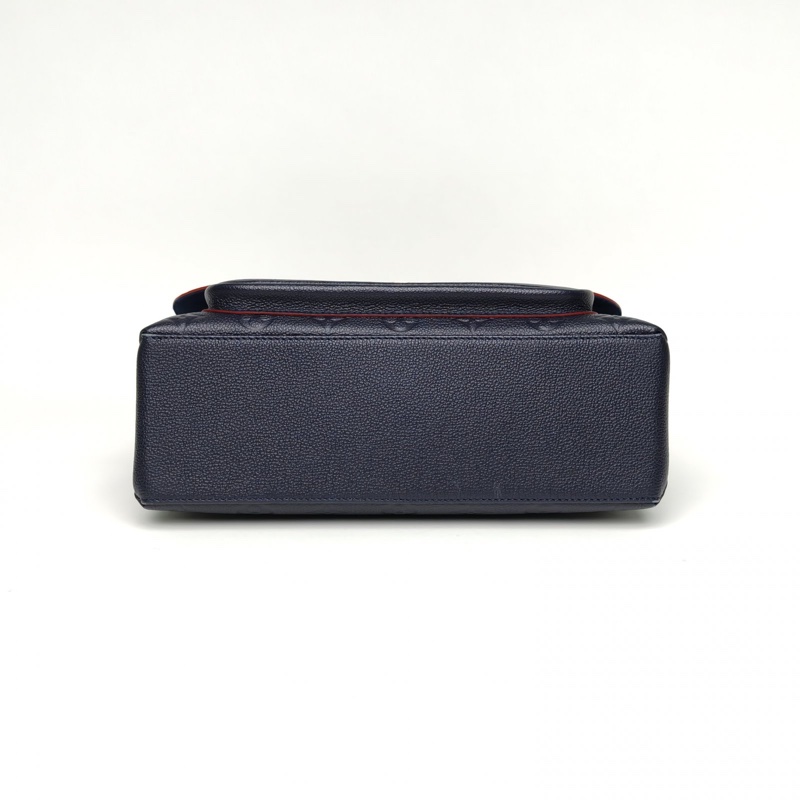 LOUIS VUITTON 藍色牛皮金扣2018老花MARIGNAN手提郵差包肩背包-3