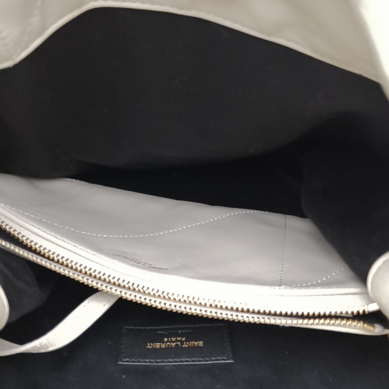 SAINT LAURENT 珍珠灰羊皮金扣Jamie福袋包垃圾袋小號肩背包-5