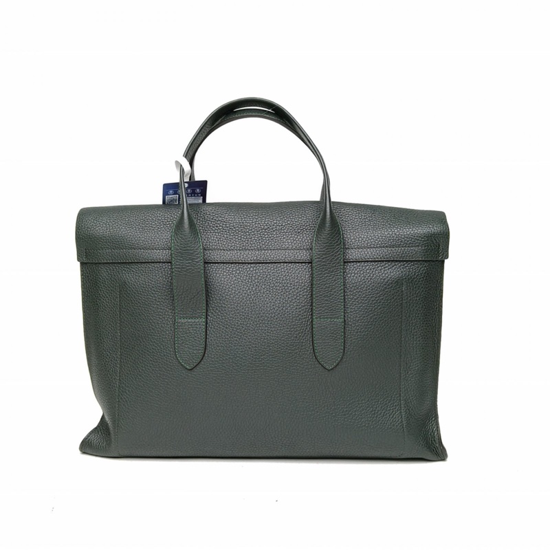 LOEWE 墨綠色牛皮手提荔枝皮公事包-2