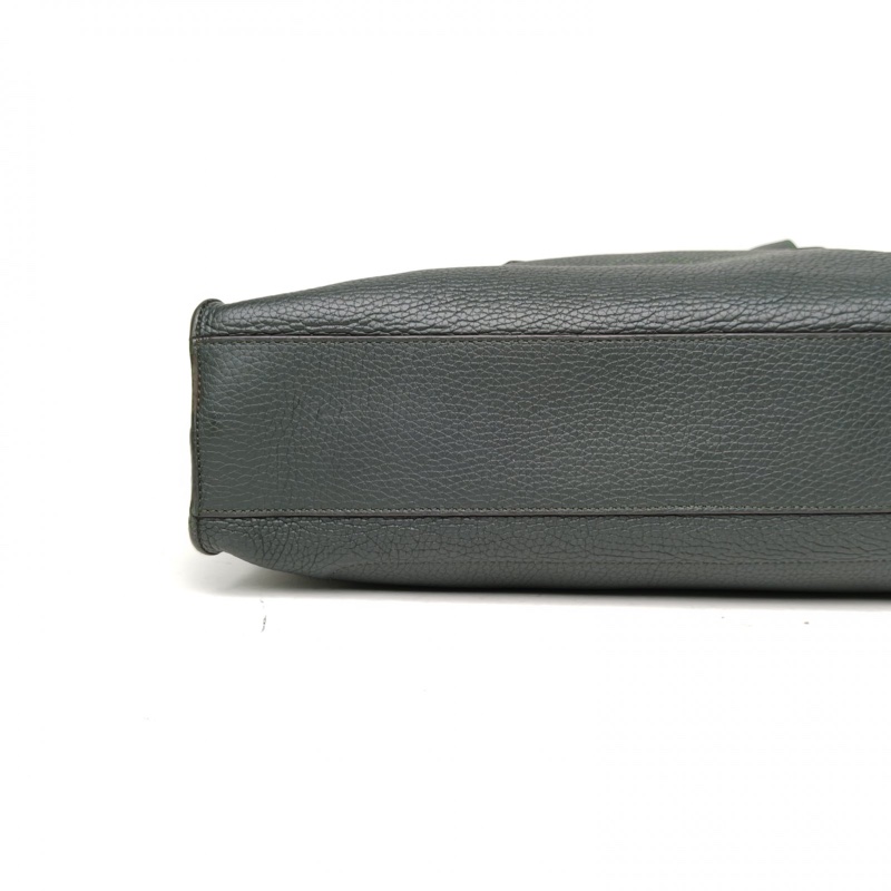 LOEWE 墨綠色牛皮手提荔枝皮公事包-3