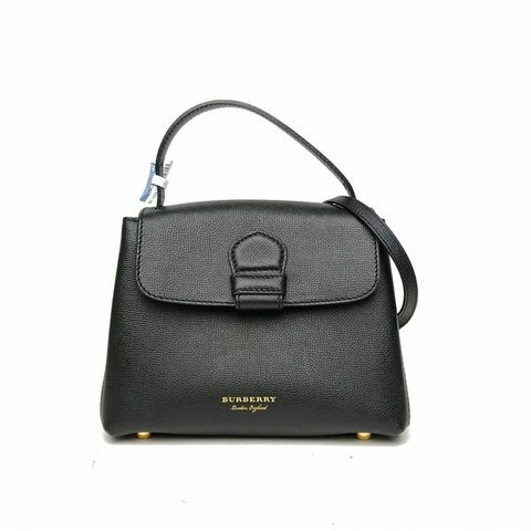 Burberry 拼色牛皮帆布金扣班納斜挎包