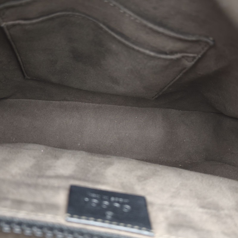 GUCCI 老花牛皮PVC銀扣經典雙G郵差包肩背包-4