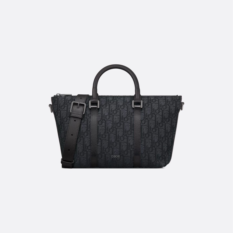 Dior 緹花拼黑色牛皮手把weekender 25斜背包（全新吊牌還在）-2