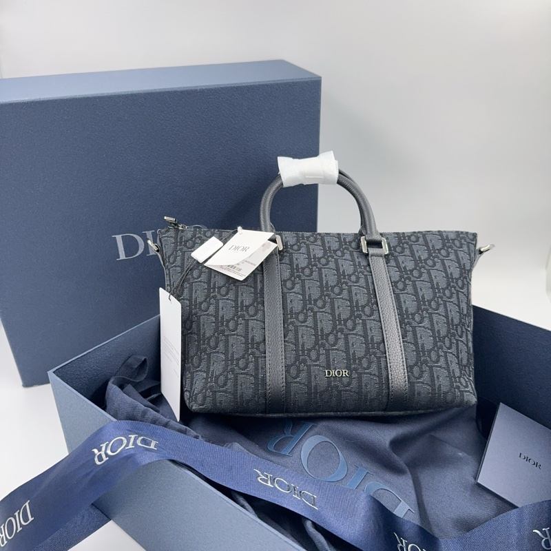 Dior 緹花拼黑色牛皮手把weekender 25斜背包（全新吊牌還在）-3