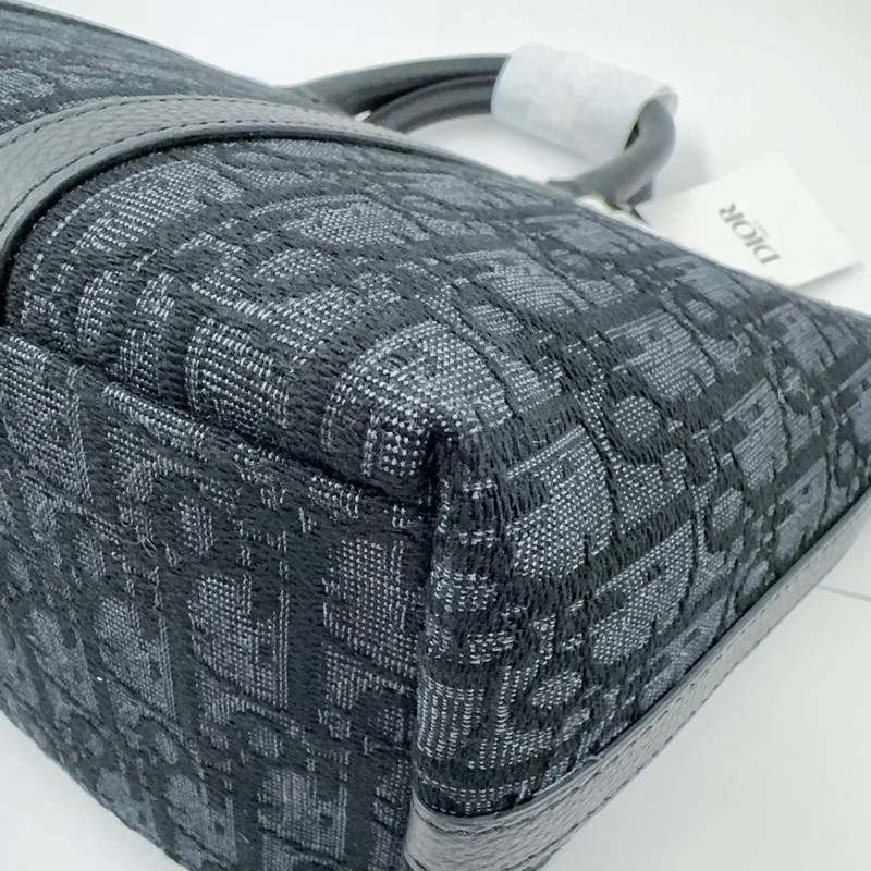 Dior 緹花拼黑色牛皮手把weekender 25斜背包（全新吊牌還在）-10