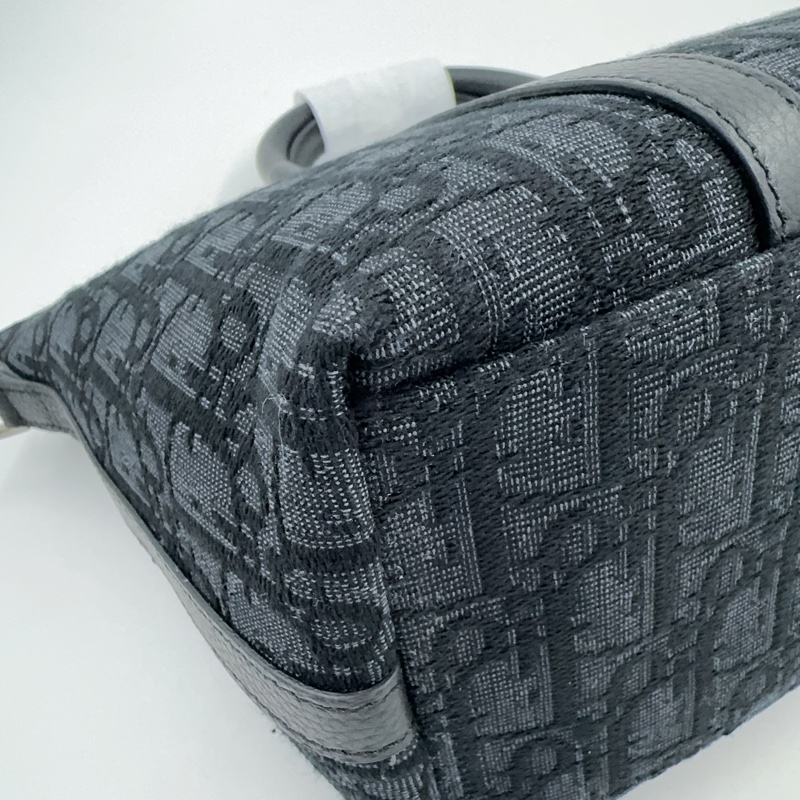 Dior 緹花拼黑色牛皮手把weekender 25斜背包（全新吊牌還在）-11