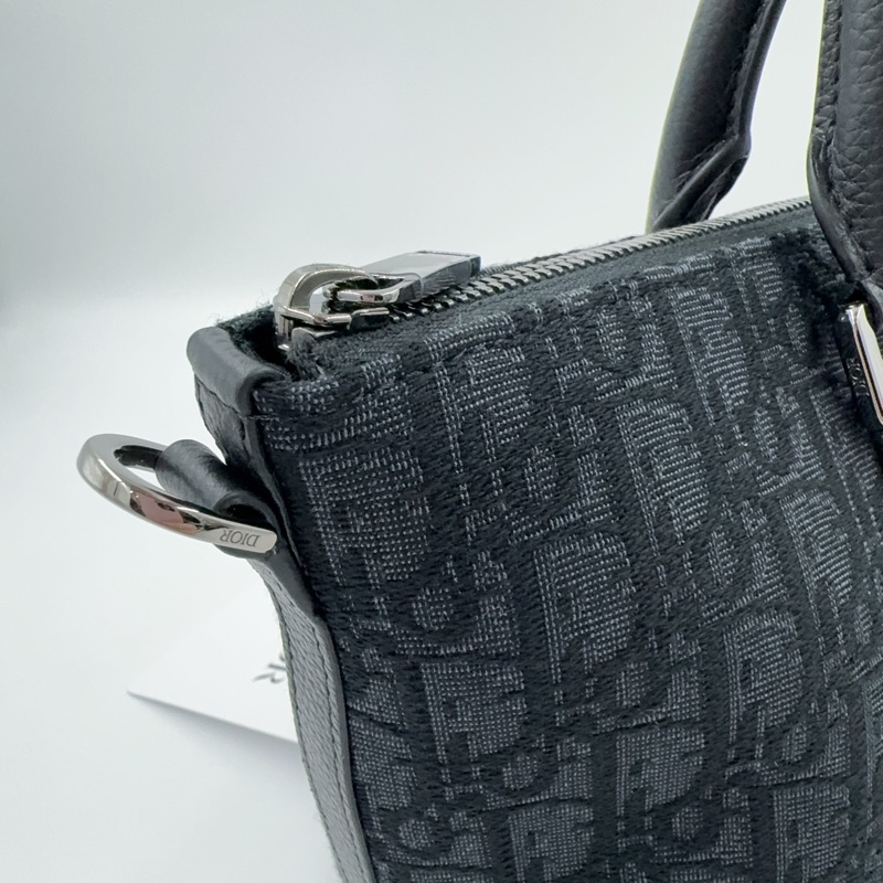 Dior 緹花拼黑色牛皮手把weekender 25斜背包（全新吊牌還在）-18