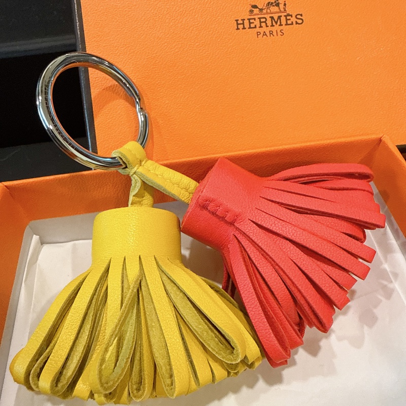 HERMES ✨Carmen Uno-Dos雙色流蘇鑰匙釦鑰匙圈包掛吊飾-1