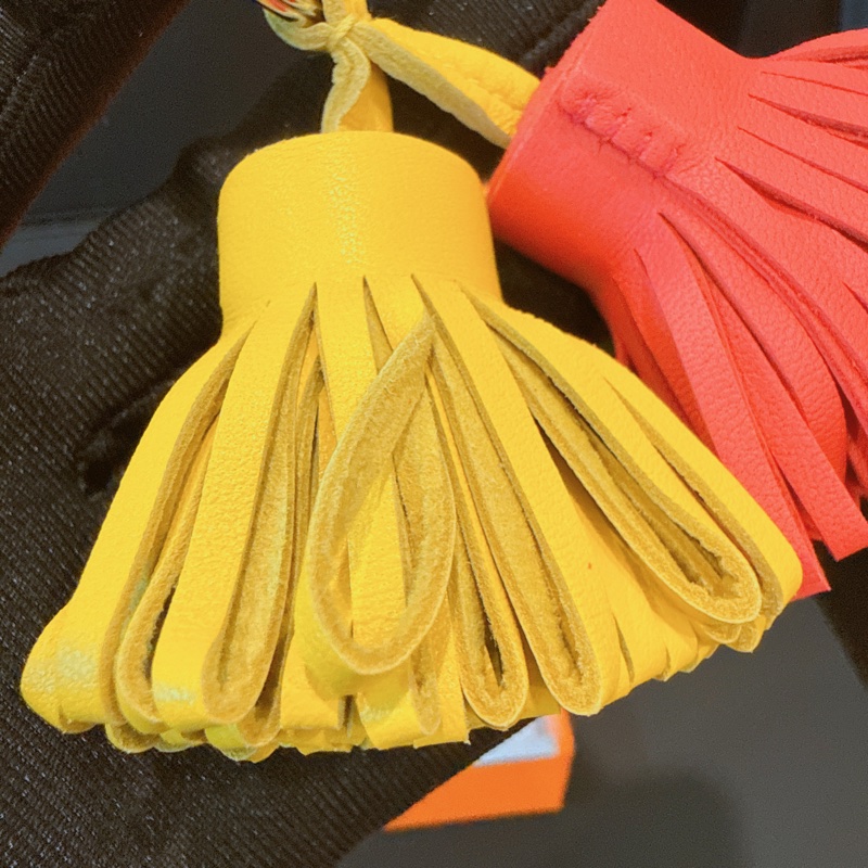 HERMES ✨Carmen Uno-Dos雙色流蘇鑰匙釦鑰匙圈包掛吊飾-4