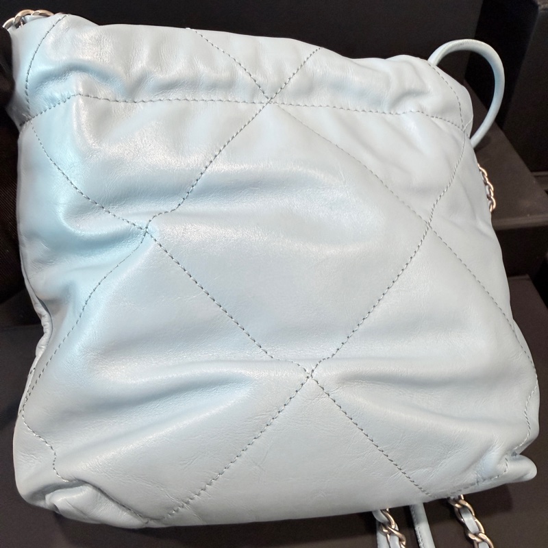 CHANEL✨22bag mini垃圾袋Hobo 購物袋 水藍/寶寶藍-10