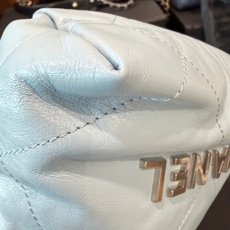 CHANEL✨22bag mini垃圾袋Hobo 購物袋 水藍/寶寶藍-12