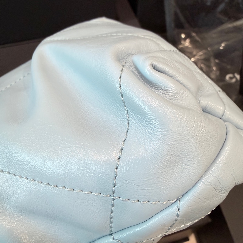 CHANEL✨22bag mini垃圾袋Hobo 購物袋 水藍/寶寶藍-13