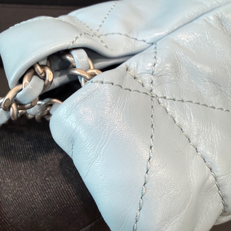 CHANEL✨22bag mini垃圾袋Hobo 購物袋 水藍/寶寶藍-14