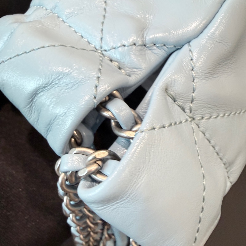 CHANEL✨22bag mini垃圾袋Hobo 購物袋 水藍/寶寶藍-15