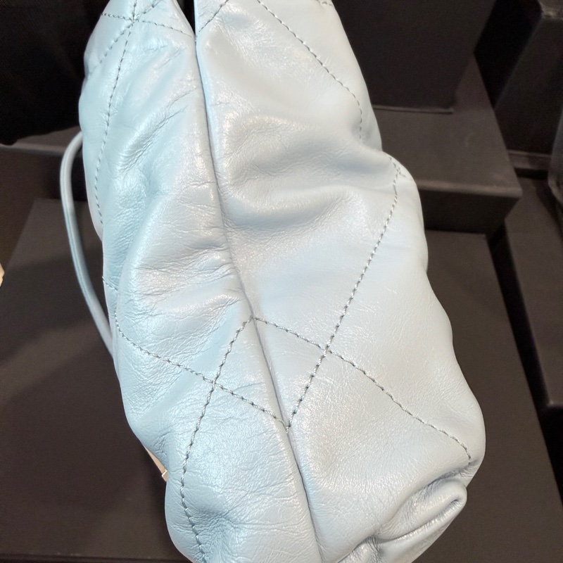 CHANEL✨22bag mini垃圾袋Hobo 購物袋 水藍/寶寶藍-16