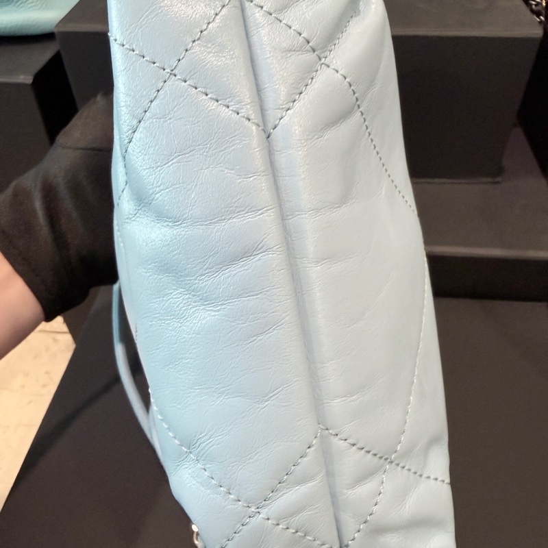 CHANEL✨22bag mini垃圾袋Hobo 購物袋 水藍/寶寶藍-17