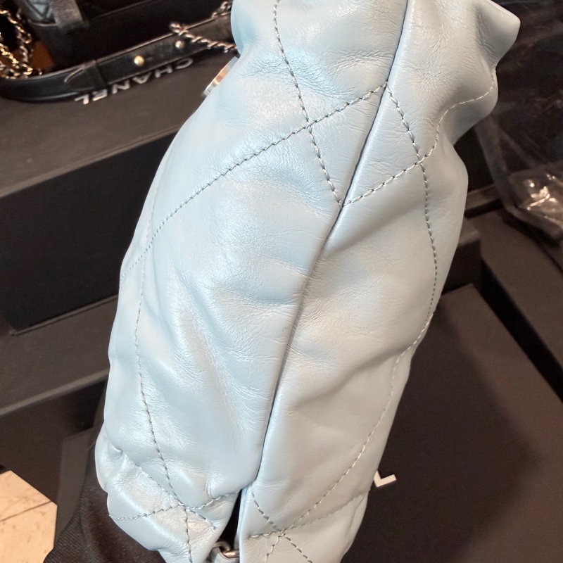 CHANEL✨22bag mini垃圾袋Hobo 購物袋 水藍/寶寶藍-18