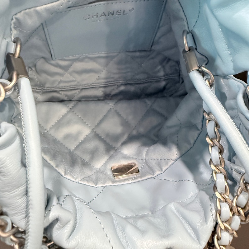 CHANEL✨22bag mini垃圾袋Hobo 購物袋 水藍/寶寶藍-21