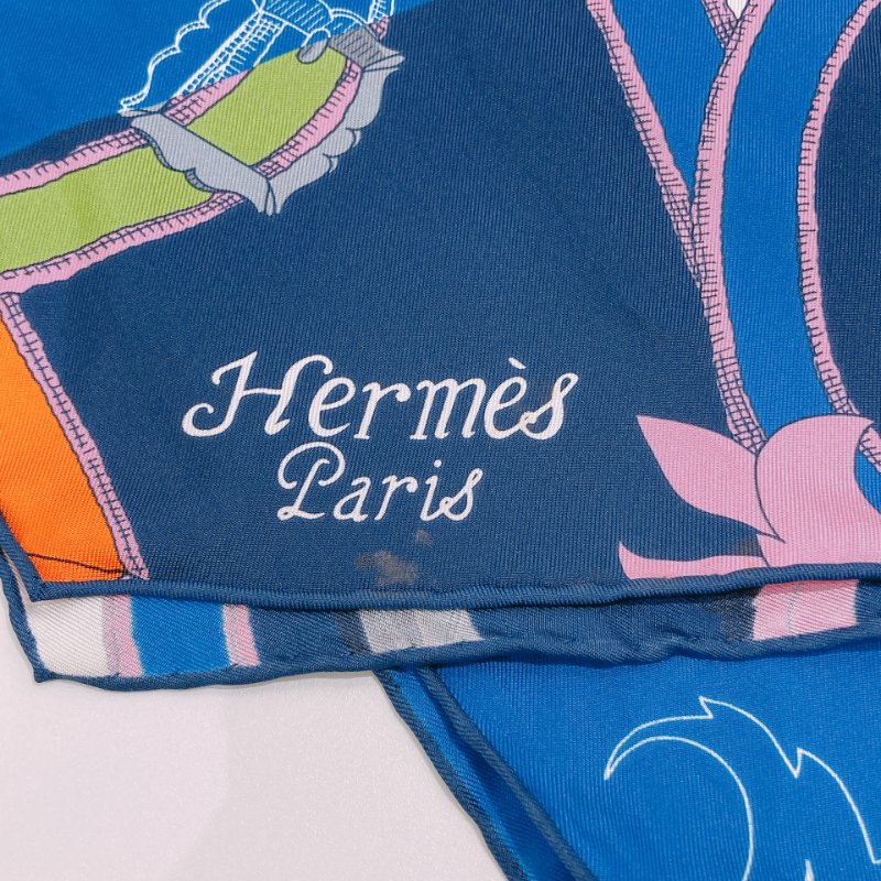 TW4772  Hermes 愛馬仕 maxi twilly 絲巾L'instruction du Roy Bayadere Silk Muffler Blue X Multi Colour-6