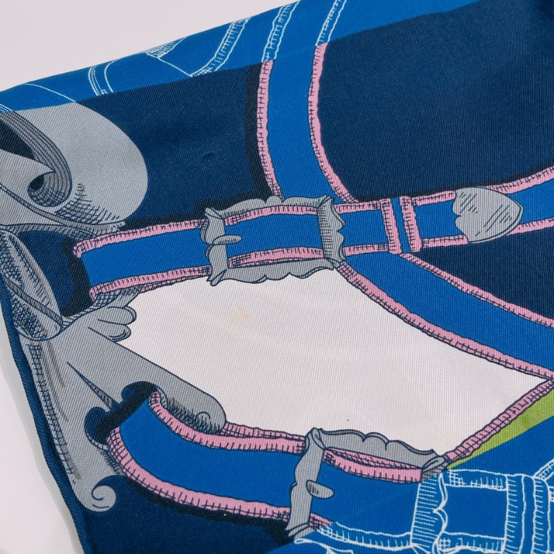 TW4772  Hermes 愛馬仕 maxi twilly 絲巾L'instruction du Roy Bayadere Silk Muffler Blue X Multi Colour-8