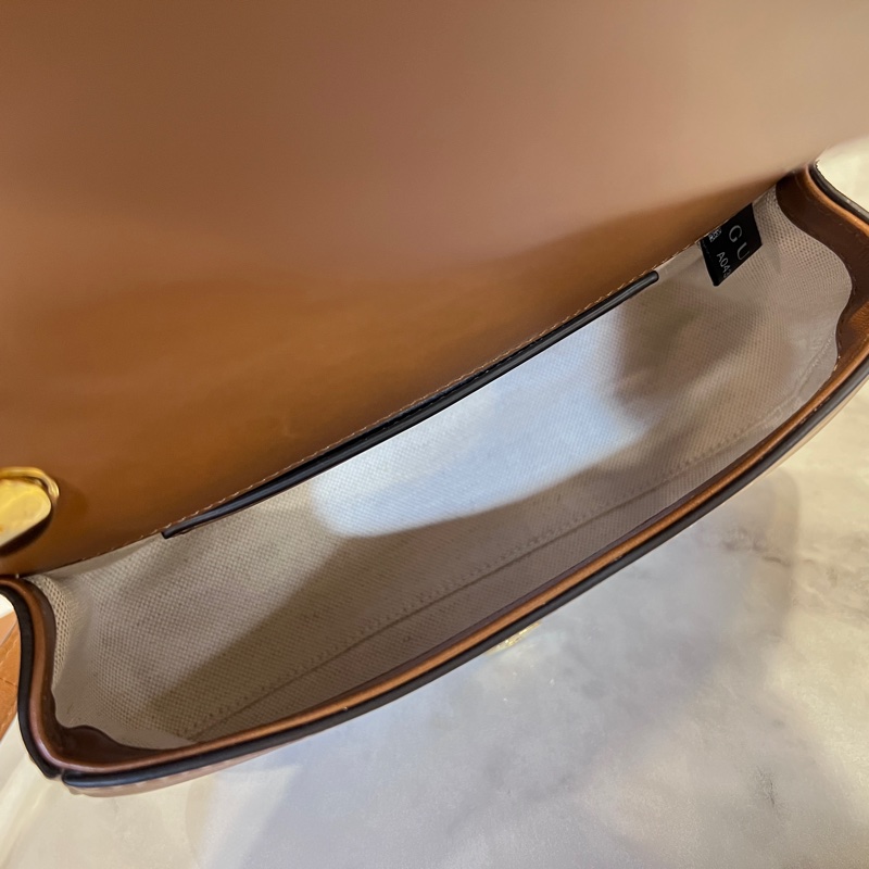 Gucci 棕色牛皮Blondie小號金釦下蓋磁釦肩斜背包-10