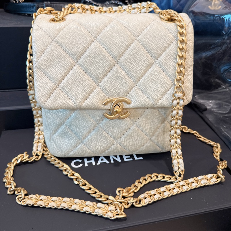 Chanel✨ Ado荔枝皮革小號雙肩包後背包 芯片款-6