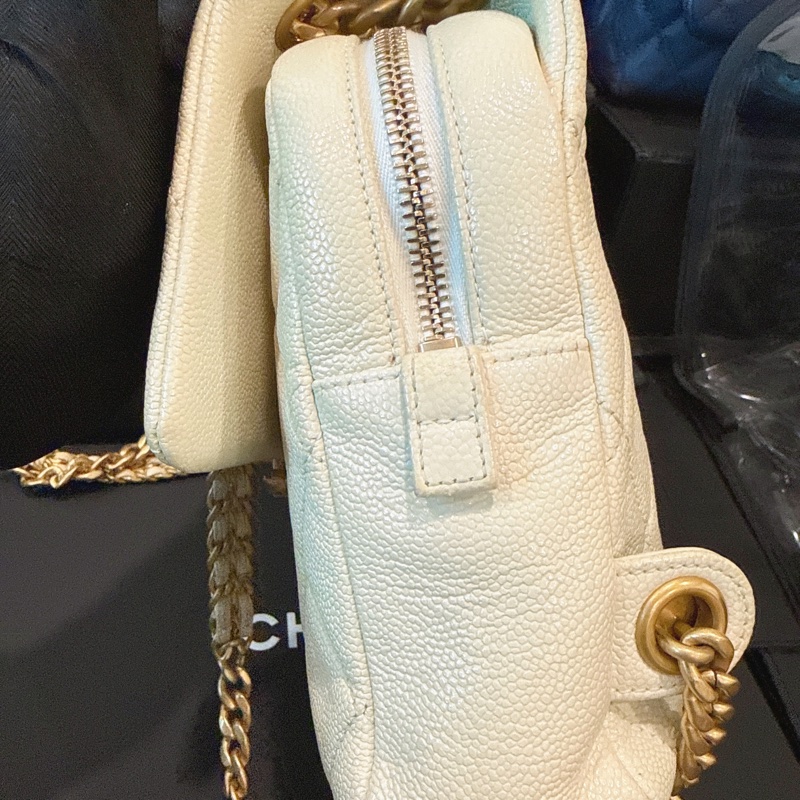 Chanel✨ Ado荔枝皮革小號雙肩包後背包 芯片款-12