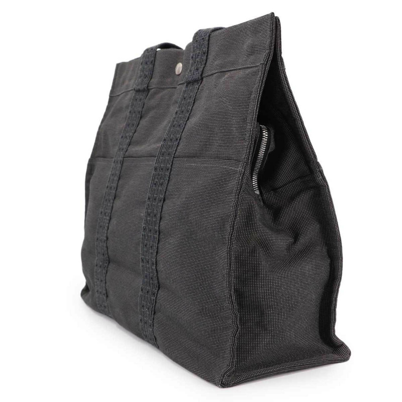 愛馬仕 Herline Tote GM 手提包，灰色帆布材質，銀色五金配件。-2