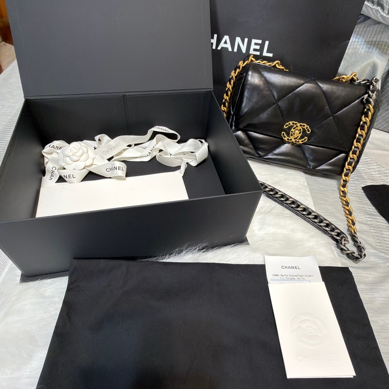 香奈兒19口蓋包/經典黑金 日本🇯🇵機場購證-20