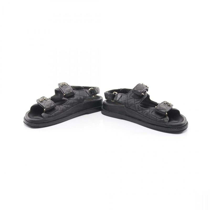 香奈兒 (CHANEL) 19 dix-neuf 19 涼鞋 G35927 黑色皮革 二手 女款-2