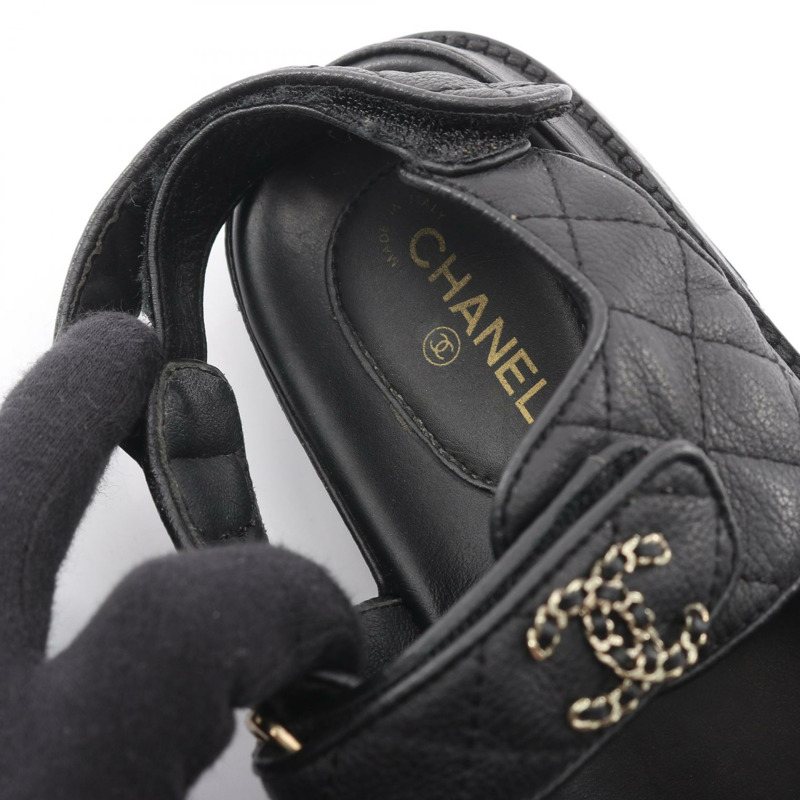 香奈兒 (CHANEL) 19 dix-neuf 19 涼鞋 G35927 黑色皮革 二手 女款-7