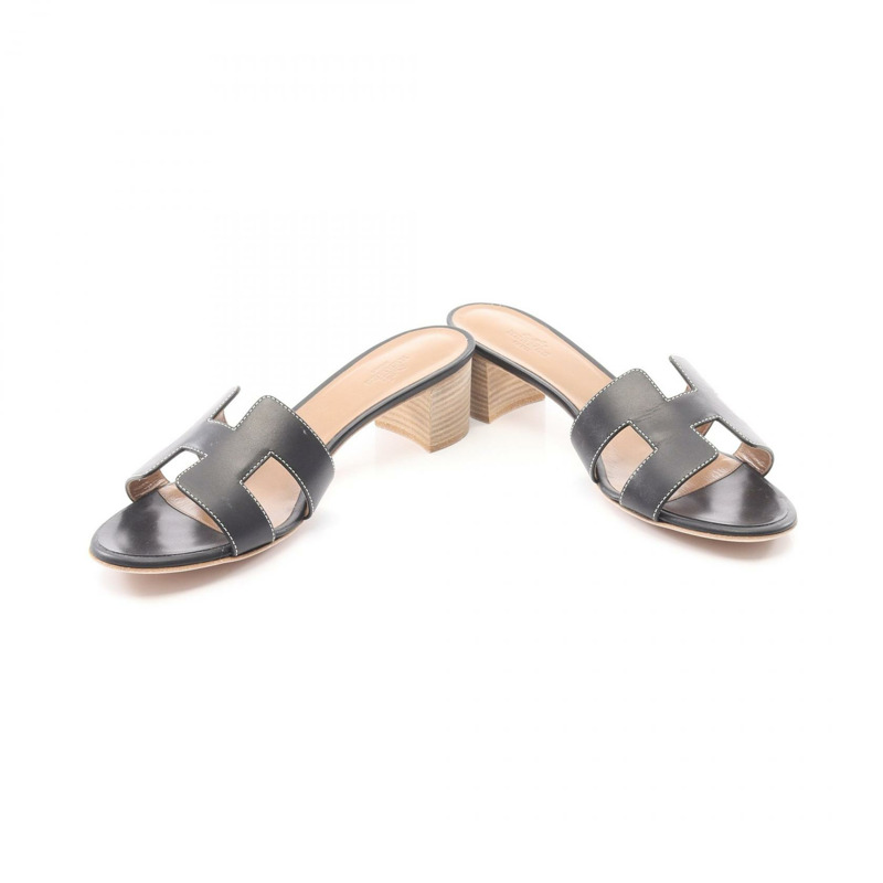 愛馬仕 Oasis 穆勒鞋，黑色皮革，二手女款-2