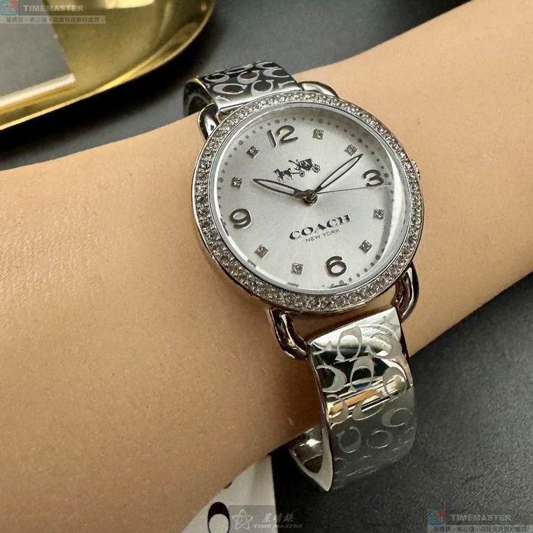COACH手錶,編號CH00268,28mm銀圓形精鋼錶殼,銀色簡約, 中三針顯示錶面,銀色精鋼錶帶款,頂級時尚!-7