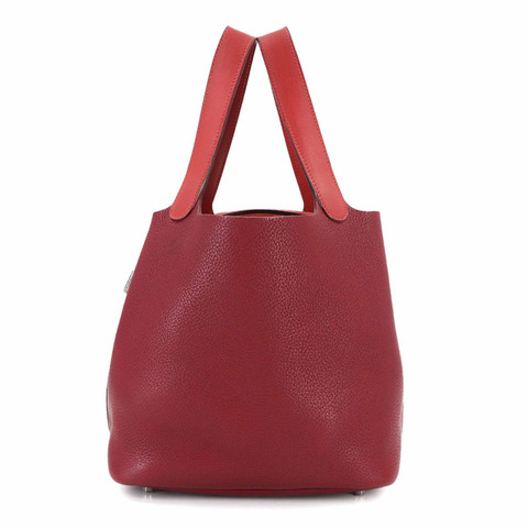 愛馬仕 Hermès Picotin Lock Touch 22毫米手提包，採用 Taurillon Clemence Swift、Rouge H 和 Brick 皮革材質，飾有 T 字銀色五金配件。