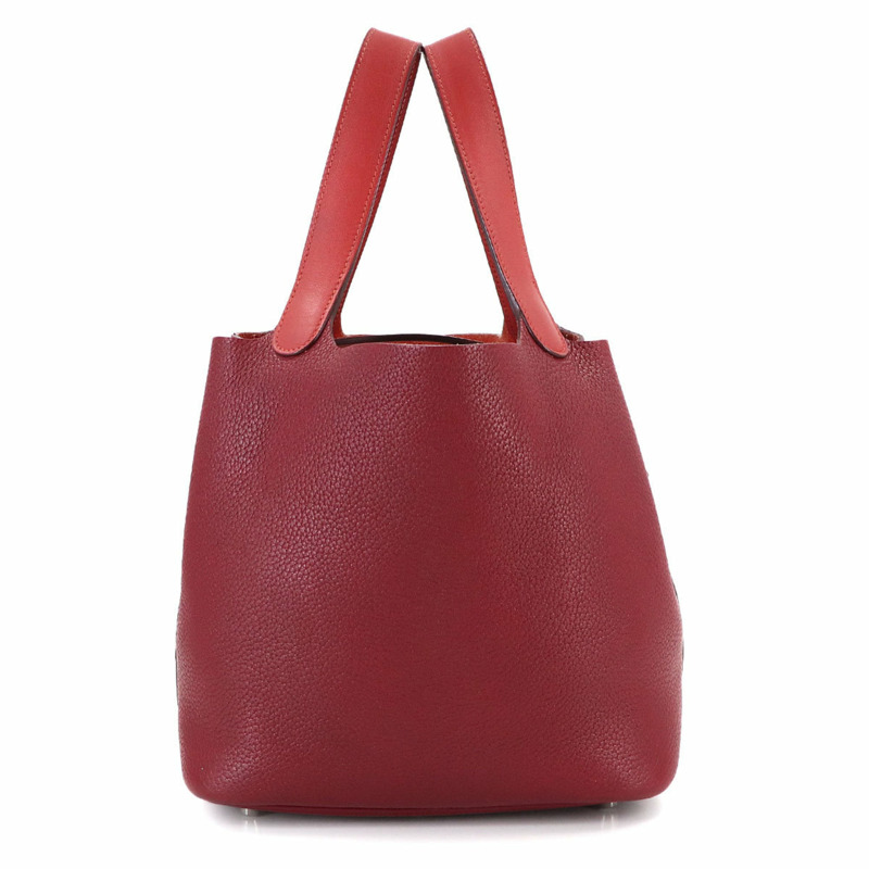 愛馬仕 Hermès Picotin Lock Touch 22毫米手提包,採用 Taurillon Clemence Swift、Rouge H 和 Brick 皮革材質,飾有 T 字銀色五金配件。-1