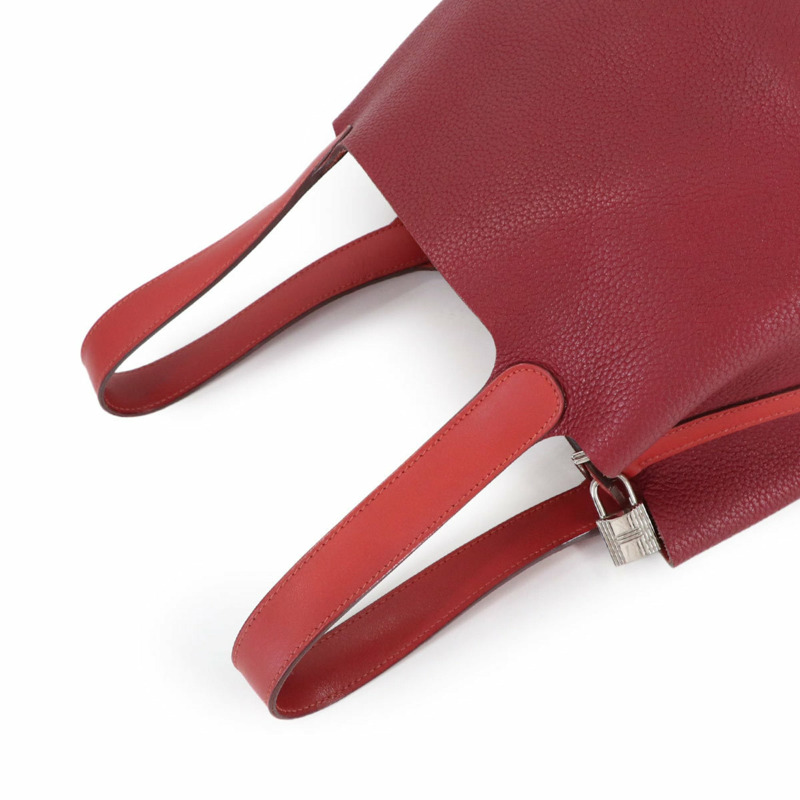 愛馬仕 Hermès Picotin Lock Touch 22毫米手提包,採用 Taurillon Clemence Swift、Rouge H 和 Brick 皮革材質,飾有 T 字銀色五金配件。-4