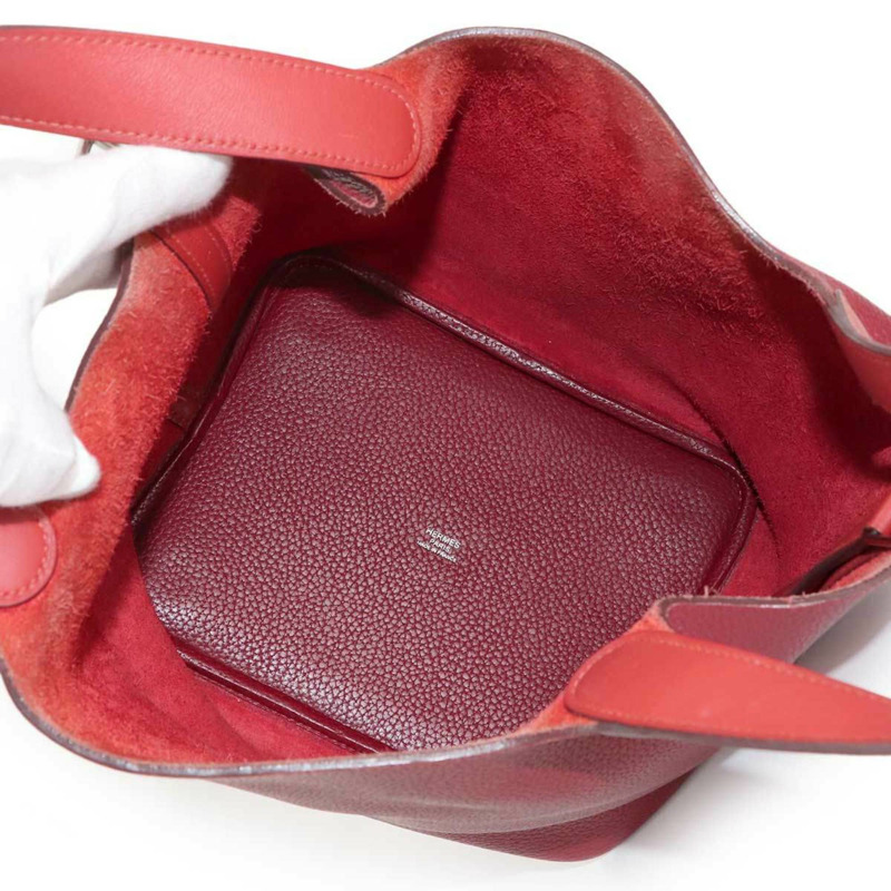 愛馬仕 Hermès Picotin Lock Touch 22毫米手提包,採用 Taurillon Clemence Swift、Rouge H 和 Brick 皮革材質,飾有 T 字銀色五金配件。-5