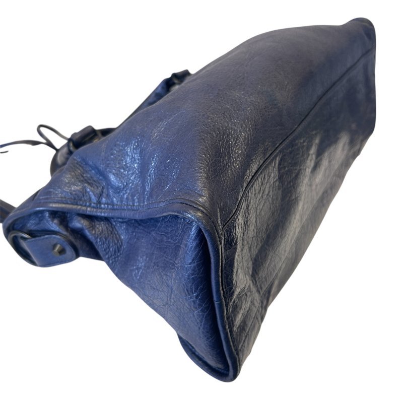 BALECIAGA藍紫色全皮CITY機車包-4